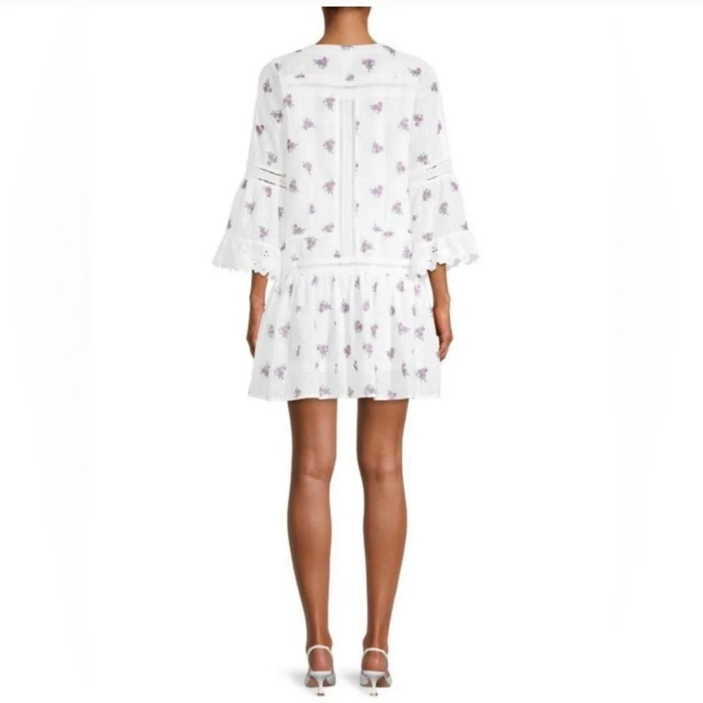 Allison New York White&Purple Embroidered Drop-Waist Mini Dress Size M Feminine - Picture 3 of 16